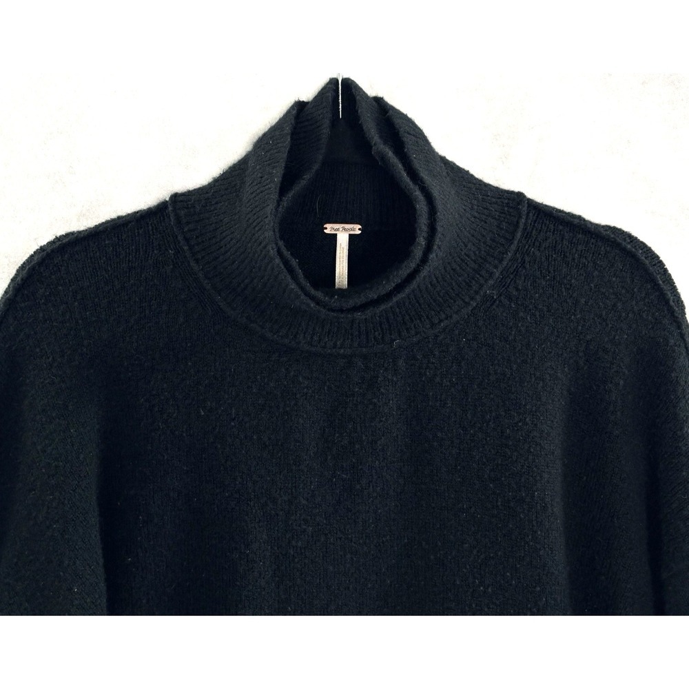 FREE PEOPLE Women Turtleneck Oversized Long Sleeve Sweater Sz XS Black 55-7 - Picture 3 of 14